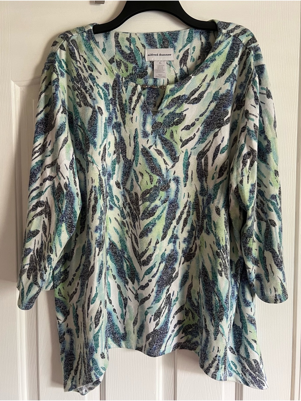 Alfred Dunner Aqua, Mint & Navy Abstract Print Tunic